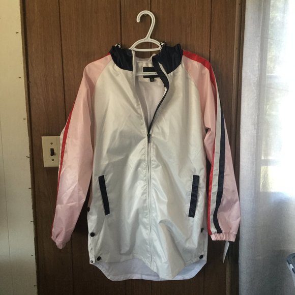 Members Only jacket NWT pink white and blue, hooded - Picture 1 of 10